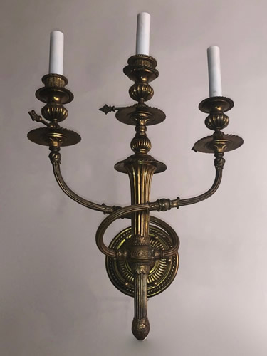 Superb Pair of Aesthetic 3 light Gas Sconces